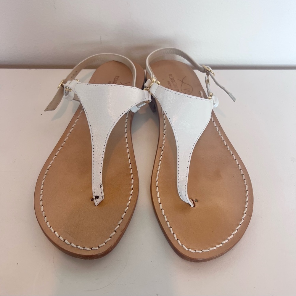 Italian handmade White Leather Sandals - Picture 2 of 6